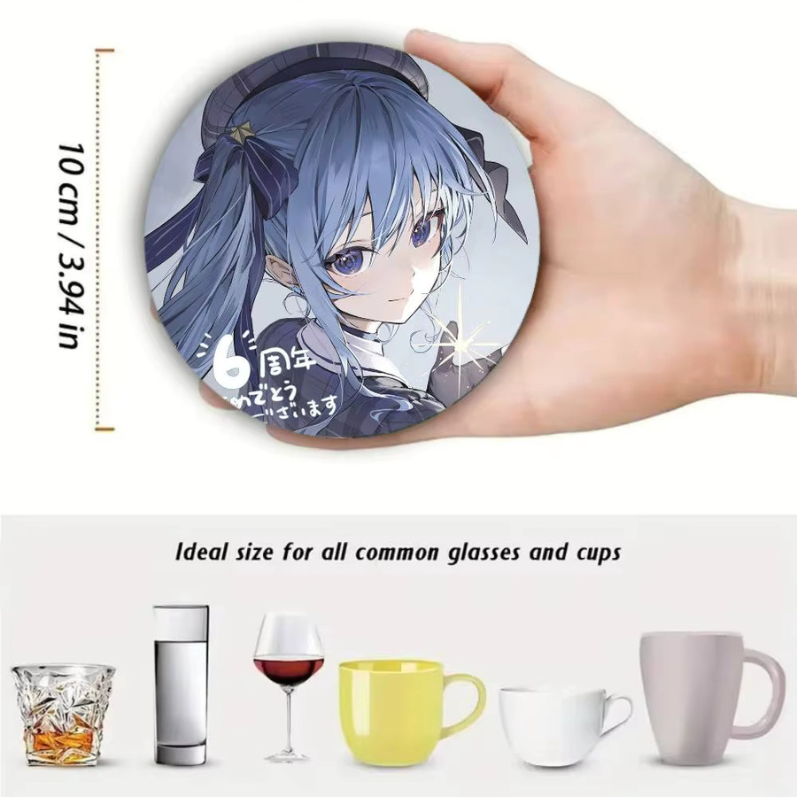 Hololive VTuber Hoshimachi Suisei Anime Untersetzer aus Holz, rund, mehrfarbig - Bild 3
