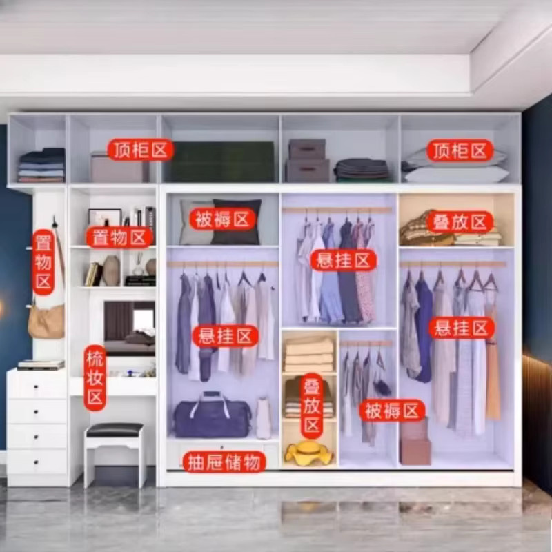 DUTRIEUX Kleiderschrank in Weiß mit Schiebetüren und internen Schubladen, moderner Schlafzimmerschrank aus MDF mit glänzender Oberfläche - Bild 2