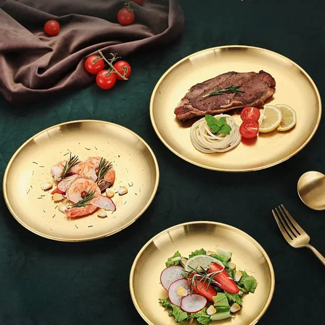 BAIJL Servierplatte aus Edelstahl in Gold und Silber für Obst, Kuchen und Salat - Bild 1