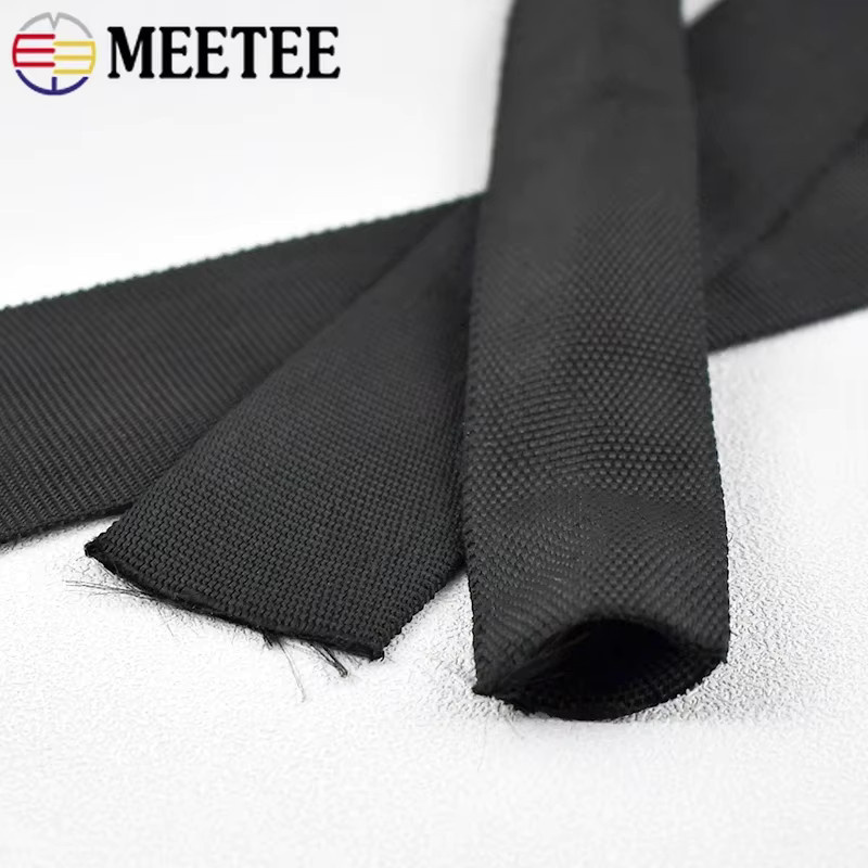 Meetee Röhrenförmiges Gurtband aus doppellagigem Polyester in Schwarz, 20–50 mm Breite, 5/10 Meter Länge für DIY-Taschen, Rucksäcke und Nähzubehör - Bild 5