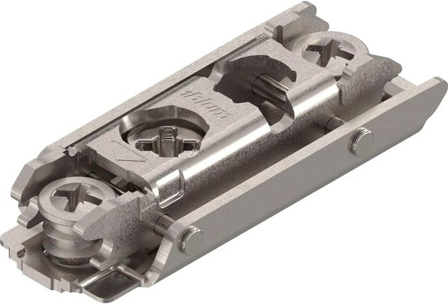 Blum Exzenter-Montageplatte Clip Gerade Zwillingsanschlag aus Stahl in Nickeloptik mit 0 mm Distanz - Bild 1