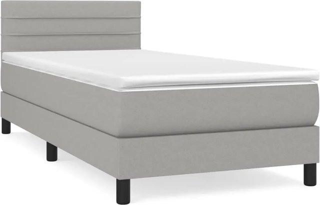 vidaXL Boxspringbett mit Matratze Hybrid-Design in Hellgrau, B/T/H: 100 x 200 x 203 cm - Bild 1