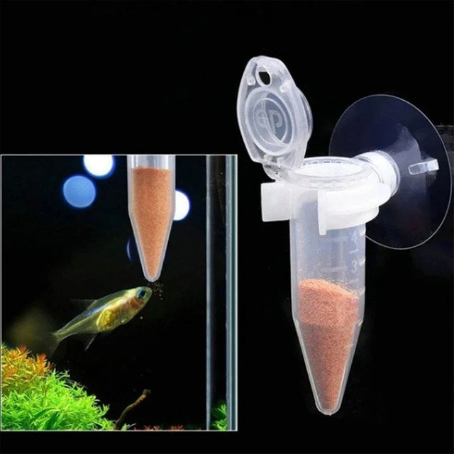 Automatischer Aquarium Futterautomat in Kegelform für Fische und Garnelen mit Saugnapf, transparent - Bild 1