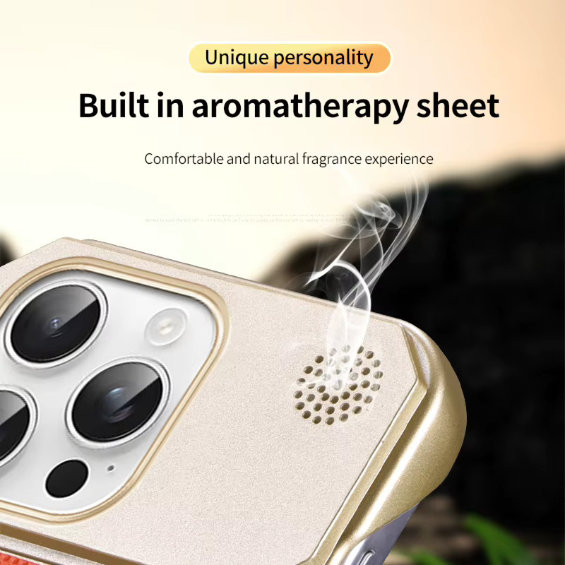 EUCAGR MagSafe Magnetische Drahtlose Lade PU Telefon Hülle mit Aromatherapie-Funktion und Standfunktion für iPhone 17 16 15 14 13 12 11 XS XR in Schwarz - Bild 6