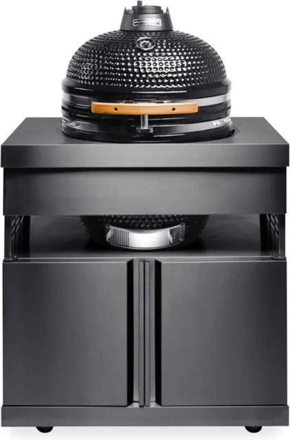 MyOutdoorKitchen Kamado-Modul Black Collection in Schwarz-Anthrazit mit Gusseisen-Grillrost, Pizzastein und Pizzaschieber - Bild 1