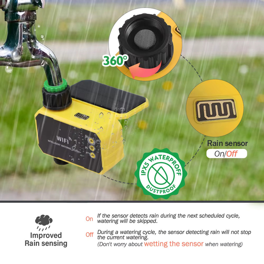 MUCIAKIE Zigbee Smart Irrigation Timer mit Solarbetrieb und Typ-C-Aufladung, 2000 mAh Akku, Regensensor und App-Steuerung für die automatische Gartenbewässerung - Bild 3