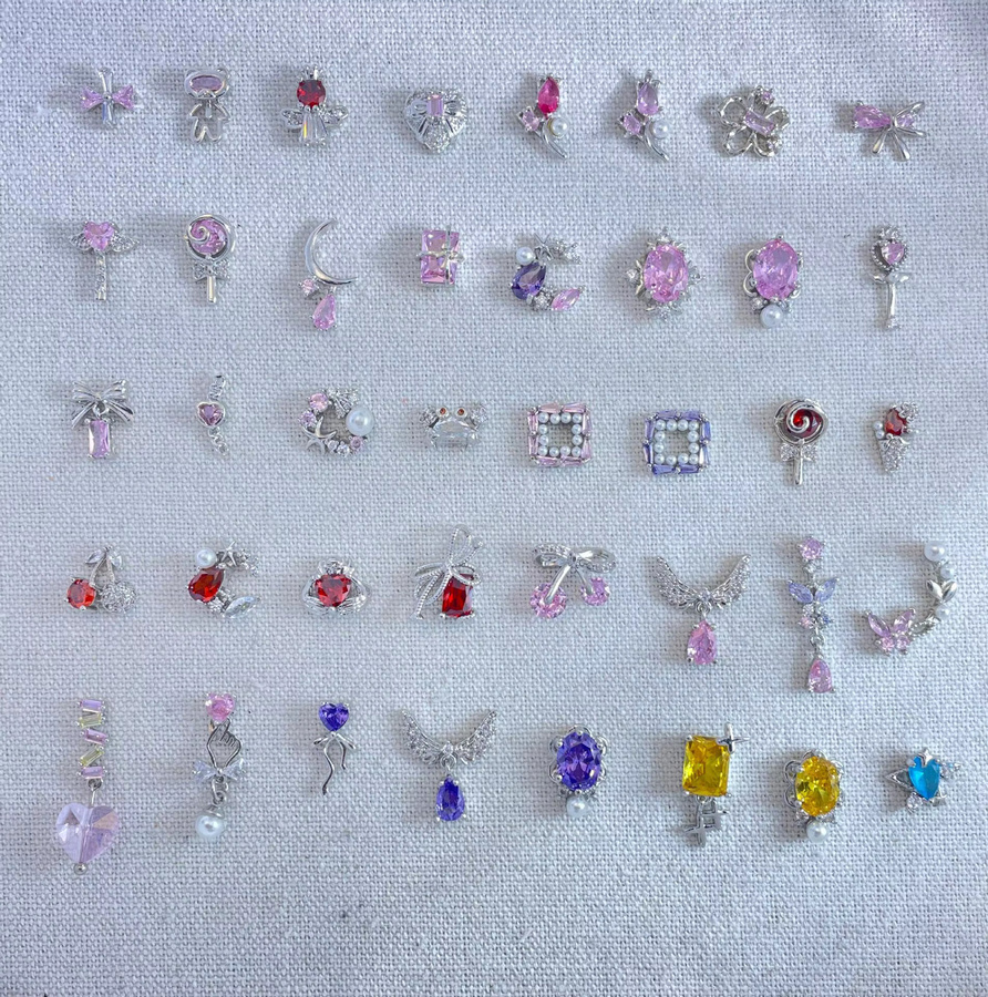 Kaniu Zirkon-Perlen-Nageldekoration, bunt, glänzend, 5 Stück - Bild 2
