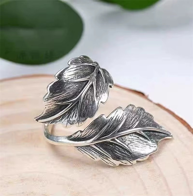 Huitan Ring, Blatt, Silber, Damen, Vintage - Bild 2