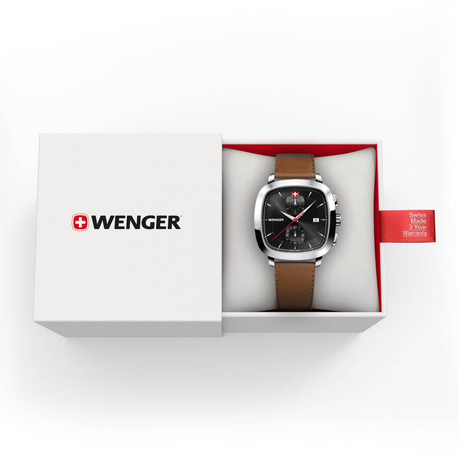 Wenger Chronograph, Edelstahl, Schwarz, Quarz, 40 mm, Herren - Bild 3