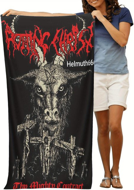 Rotting Christ Strandtuch aus Mikrofaser in Schwarz mit Metal Band Druck, weich und schnelltrocknend, B/H: 40 x 60 cm - Bild 1