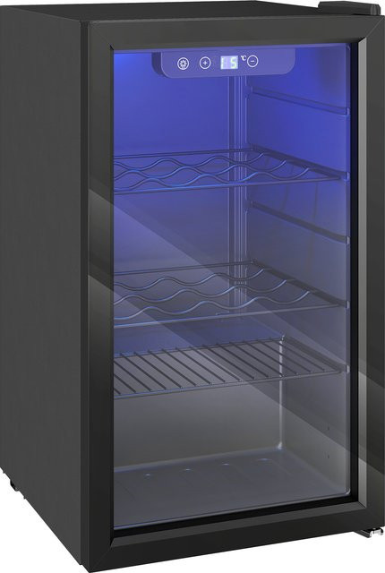 HOMCOM Weinkühlschrank Schwarz mit 68 Litern Fassungsvermögen für 24 Flaschen, Kompressor-Getränkekühlschrank mit Doppelglas-Tür, LED-Beleuchtung und digitalem Touchscreen, 4-16°C - Bild 1