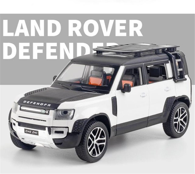Fourall- Model Cars Rover Defender SUV, Modellauto, 1:24, Metall, weiß, mit Sound und Licht - Bild 1