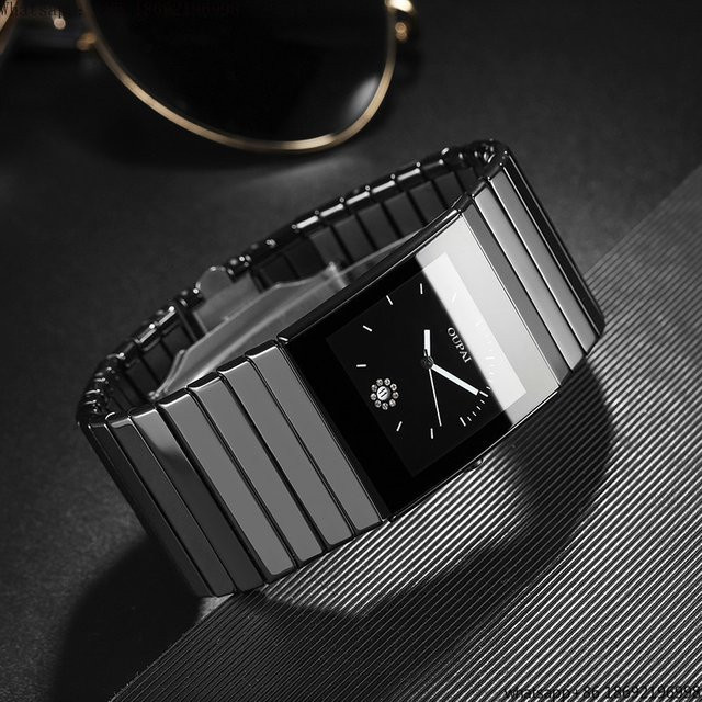 Oupai Armbanduhr, Keramik, Schwarz, Quarz, 34 mm, Herren - Bild 1