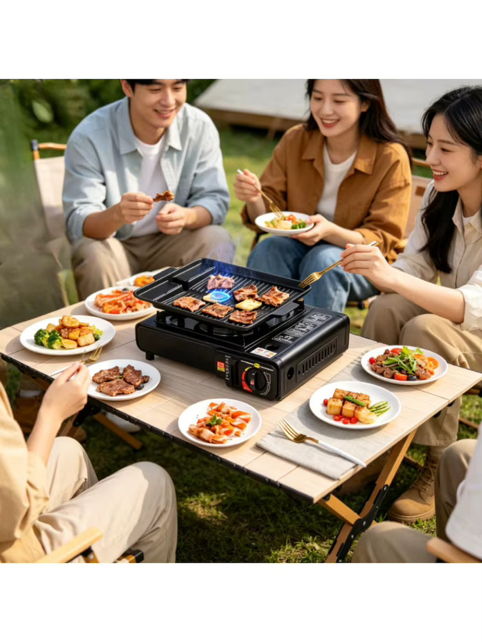 Tragbarer Outdoor-Gaskocher für Camping und Picknick in Schwarz - Bild 6