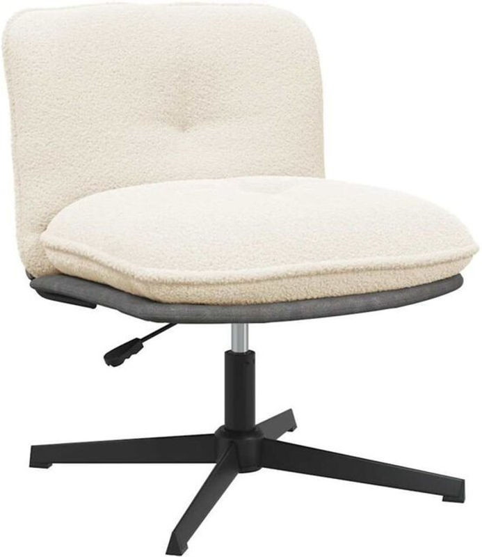 Vidaxl Bürodrehstuhl in Beige und Weiß aus modernem Bouclé-Stoff mit Metallgestell - Bild 1