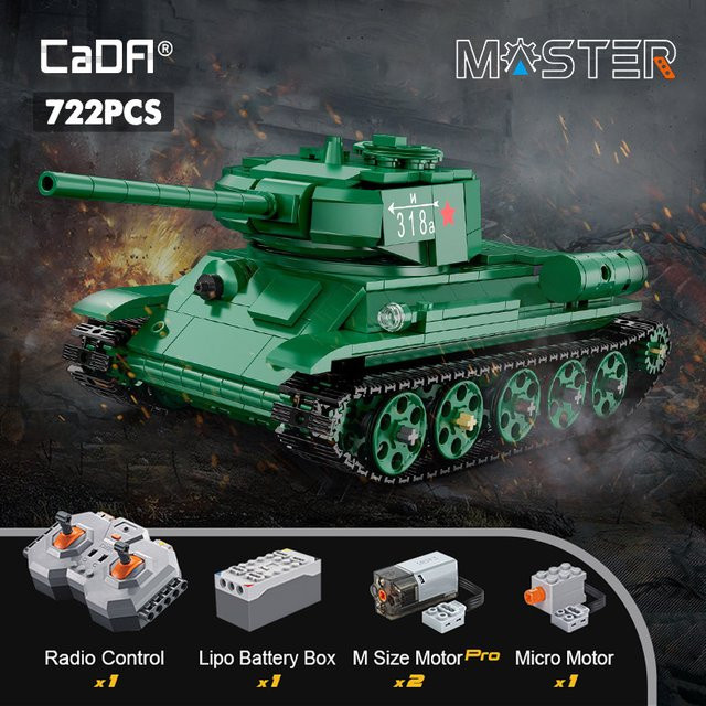 Cada Militär-T34-Mittlerer Panzer, ferngesteuert, 727 Teile, Baukasten - Bild 1