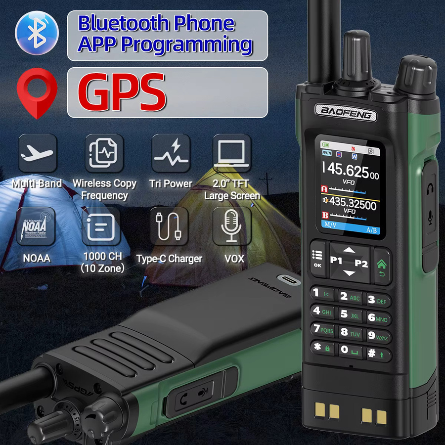 Baofeng UV-32 GPS Walkie Talkie in Schwarz mit Bluetooth und Funkfrequenz-Kopierfunktion für Langstrecken-Amateurfunk - Bild 3