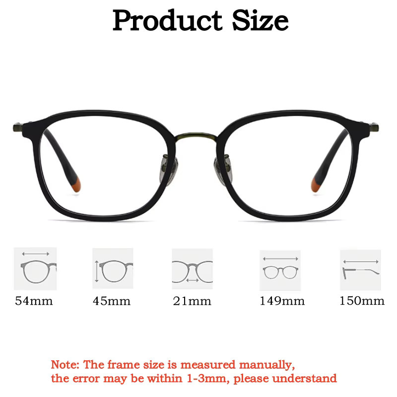 TFTB G-808 Korrektionsbrille, oval, Vollrand, Titan, Unisex, schwarz - Bild 2