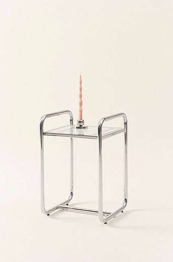 Jotex Beistelltisch DOMINGO modern in Silber und Transparent mit Glasplatte, B/T/H: 40 x 40 x 60,5 cm - Bild 1