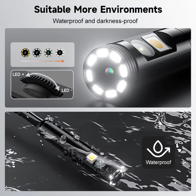 ZYPUSON 3in1 Industrie-Endoskop mit Single und Dual Kamera, wasserdichtes Rohrinspektionsendoskop mit 8 LED und 8 mm Durchmesser, Schwarz, kompatibel mit iOS und Android - Bild 3