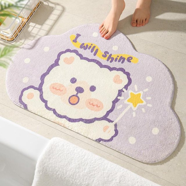 Saugfähige und rutschfeste Badezimmer Matte von Yiran Furniture in Floral Design, Farbe: Lila, B/T: 60 x 40 cm - Bild 1