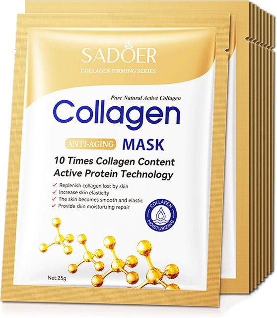 SADOER Kollagen Blatt Maske, 10 Stück, Gesichtspflege - Bild 1