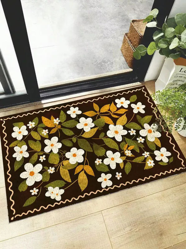 VIKAMA Fußmatte mit Aquarell-Blumen- und Schmetterlingsmotiv, rutschfest und schmutzabweisend, Mehrfarbig, B: 60,0 cm, T: 40,0 cm, H: 1,0 cm - Bild 4