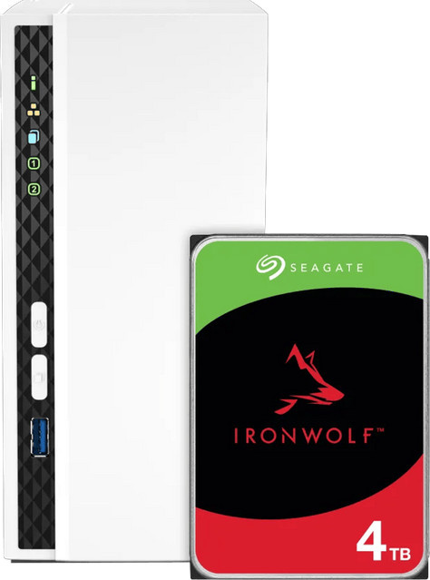 QNAP TS-233 NAS-System in Weiß mit 4TB Seagate Ironwolf Festplatte - Bild 1