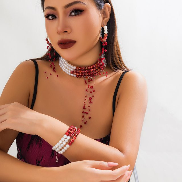 SHIXIN Halskette, Perle, Silber, Damen, Halloween - Bild 1