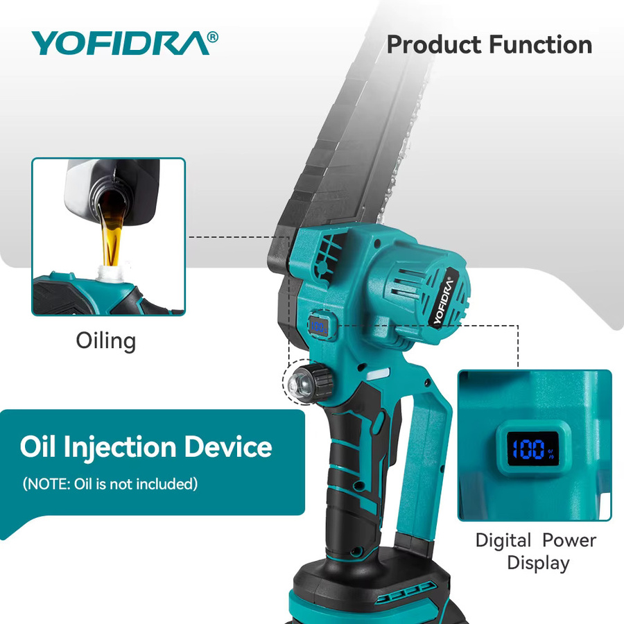 YOFIDRA 8 Zoll Bürstenlose Elektrische Kettensäge Kabellose Astsäge für Makita 21V Akku - Bild 4