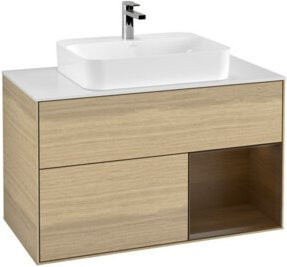 V&B Finion Waschtischunterschrank mit LED-Beleuchtung und Regalfach, Weiß, Breite: 100 cm - Bild 1