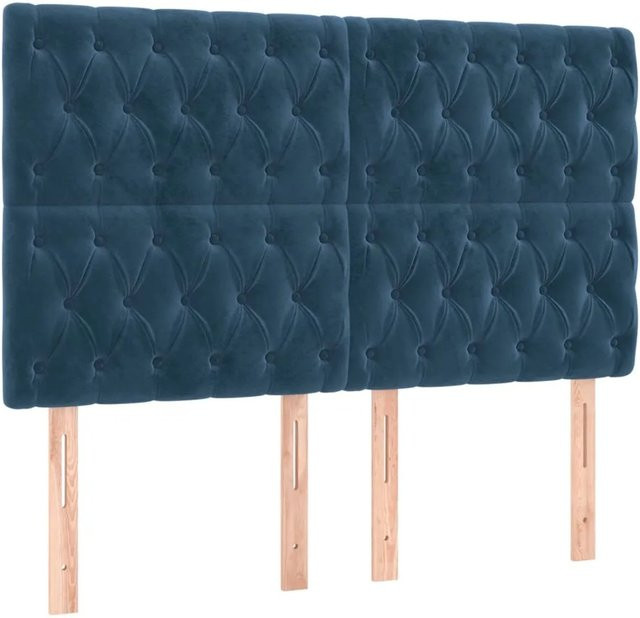 vidaXL LED Kopfteil aus Samt in Dunkelblau mit integrierter Beleuchtung und USB-Anschluss B/T/H: 144 x 7 x 118/128 cm - Bild 1