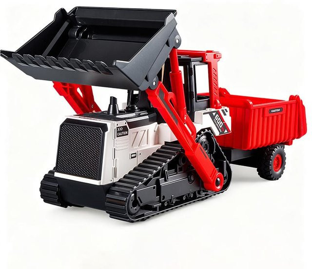 2-in-1 Bagger Bulldozer Transporter Kranwagen, Modell Druckguss, ab 4 Jahren - Bild 1