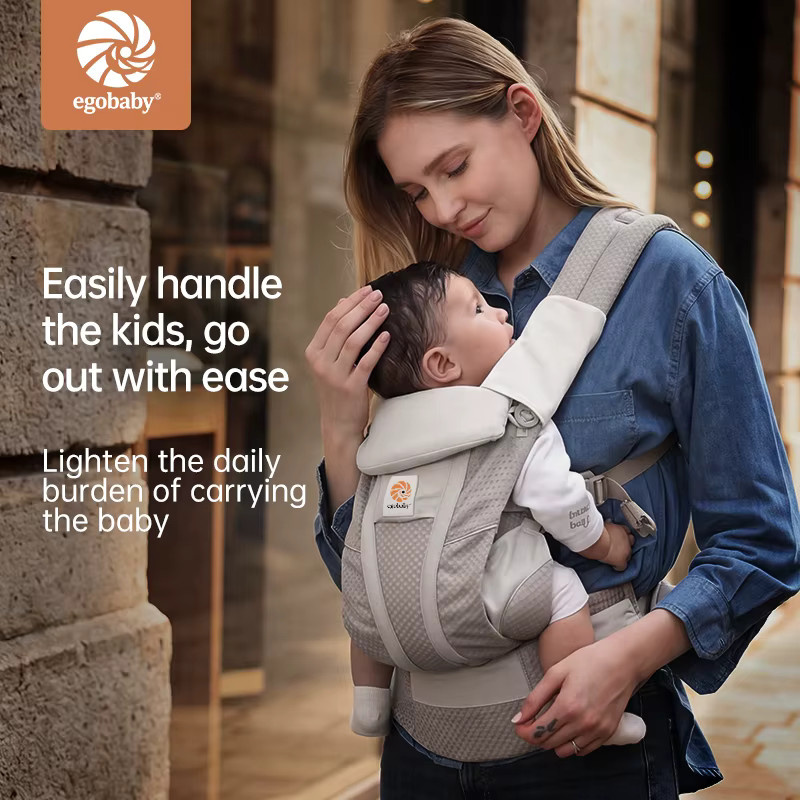 Egobaby Omini 360 Babytrage aus atmungsaktivem Netzstoff mit Rundum-Belüftung und Lendenwirbelstütze, Schwarz - Bild 3