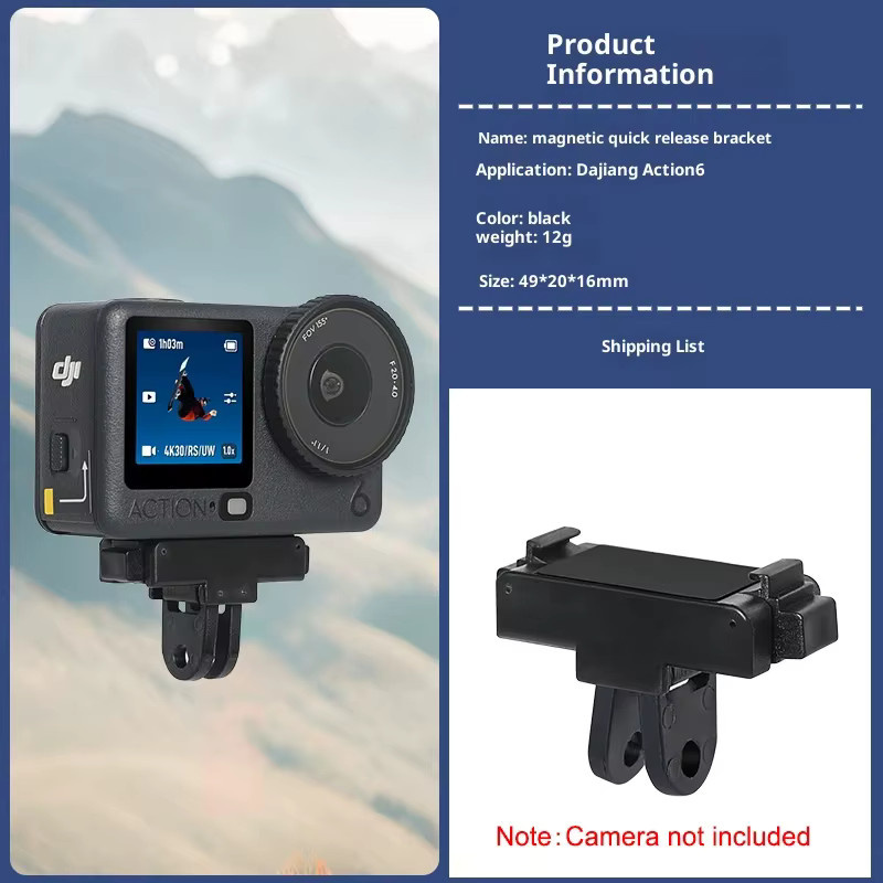 DJI Magnetischer Zweiklauen-Halterungsadapter mit 1/4-Zoll-Gewinde für Osmo Action 5 Pro 4 3 in Schwarz - Bild 5