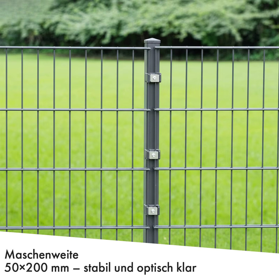 Floordirekt Doppelstabmattenzaun LIMES aus Stahl in Anthrazit, Höhe: 80 cm - Bild 4