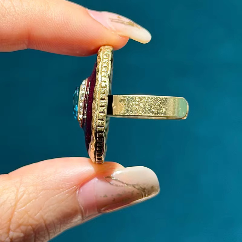 STALAIT Ringe, Vintage, Blau Kristall, Evil Eye, Gold Farbe, Damen - Bild 3