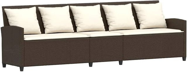vidaXL Gartensofa 5-Sitzer mit Kissen in Braun aus Polyrattan und Metallgestell - Bild 1