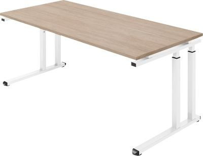 Schäfer Shop Select Schreibtisch SET UP mit höhenverstellbarem C-Fußgestell, Eiche/Weiß, B: 180 cm, T: 80 cm - Bild 1