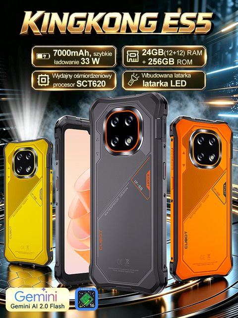 Robustes Cubot KingKong ES 5 Smartphone in Grau mit Android 16, 256 GB ROM, 6,88-Zoll-120Hz-Display, 7000mAh Akku und NFC - Bild 1