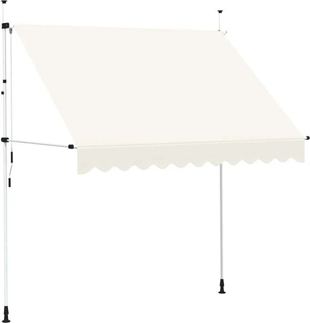 vidaXL Einziehbare Markise Handbetrieben in Cremeweiß mit Polyestergewebe, Breite: 250 cm, Ausladung: 120 cm - Bild 1
