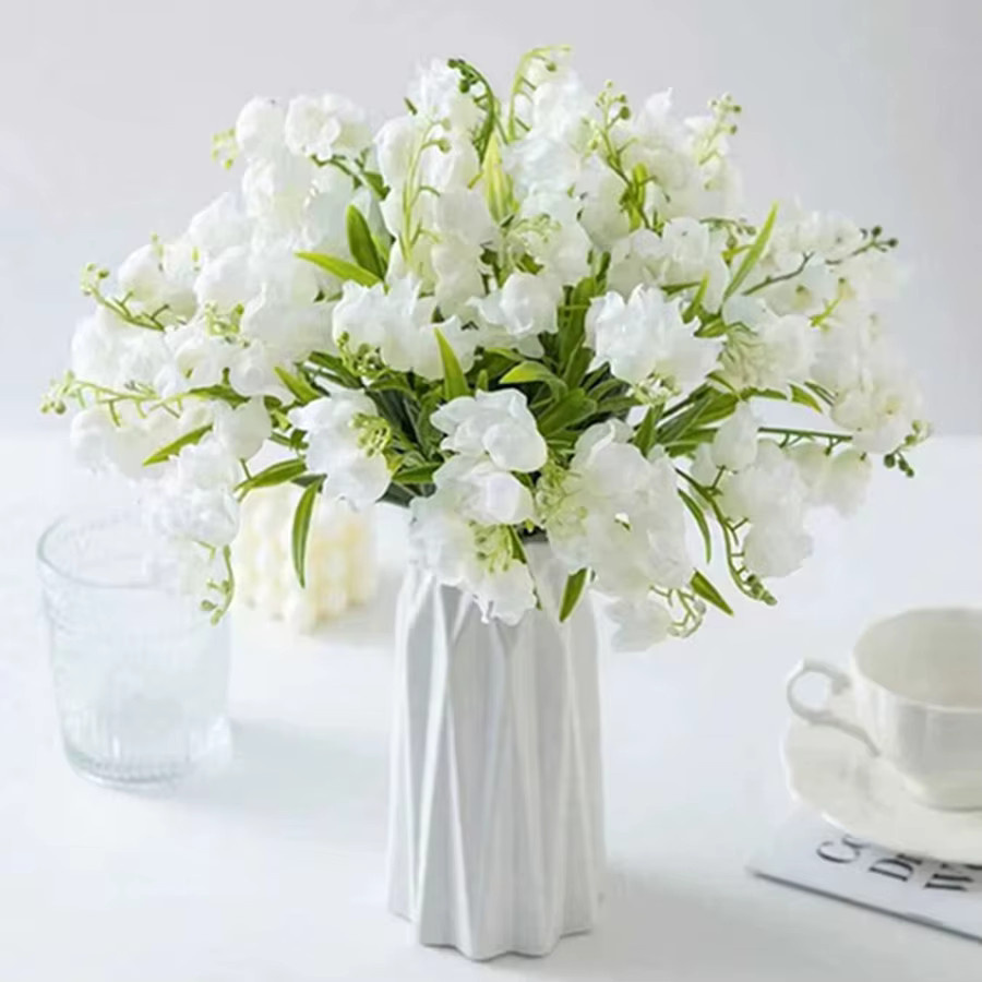 ZQCY Künstliche Canterbury Bells Blumen in Gelb und Weiß für Tischdekoration und Hochzeiten - Bild 1