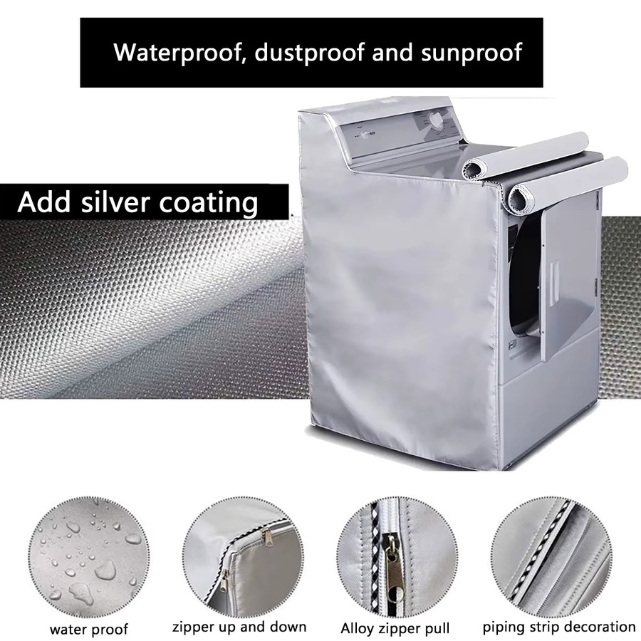 Wasserdichte universelle Abdeckung für vollautomatische Trommelwaschmaschinen von MY·BAKERMAN in Silber, B/T/H: 110 x 75 x 42 cm - Bild 2