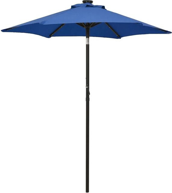 vidaXL Sonnenschirm mit LED-Beleuchtung aus Aluminium und Polyester in Azurblau, B/T/H: 200 x 200 x 211 cm - Bild 1