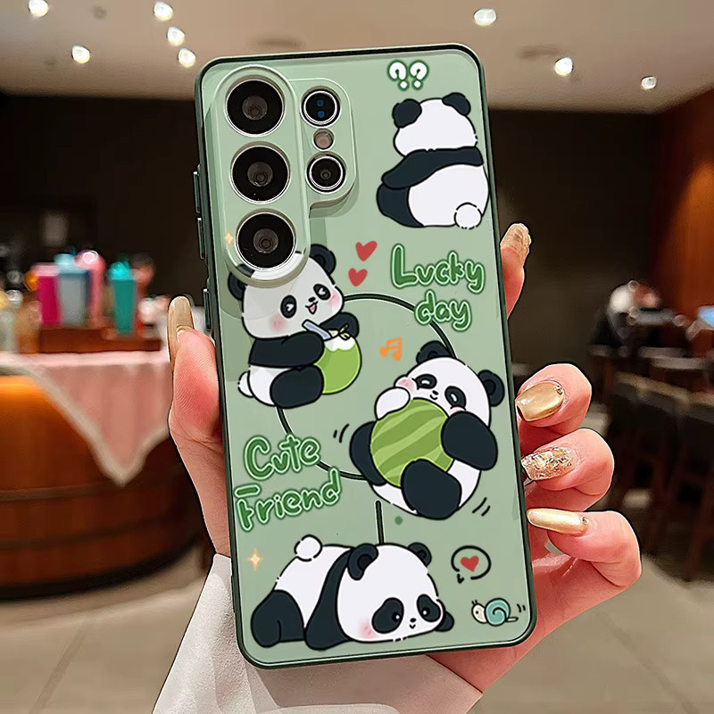 Magnetische Handyhülle mit Panda-Muster für Samsung Galaxy S26 S25 S24 S23 S25 Ultra S24 FE A56 A37 A17 A55 A36 A16 A15 5G in Schwarz - Bild 3