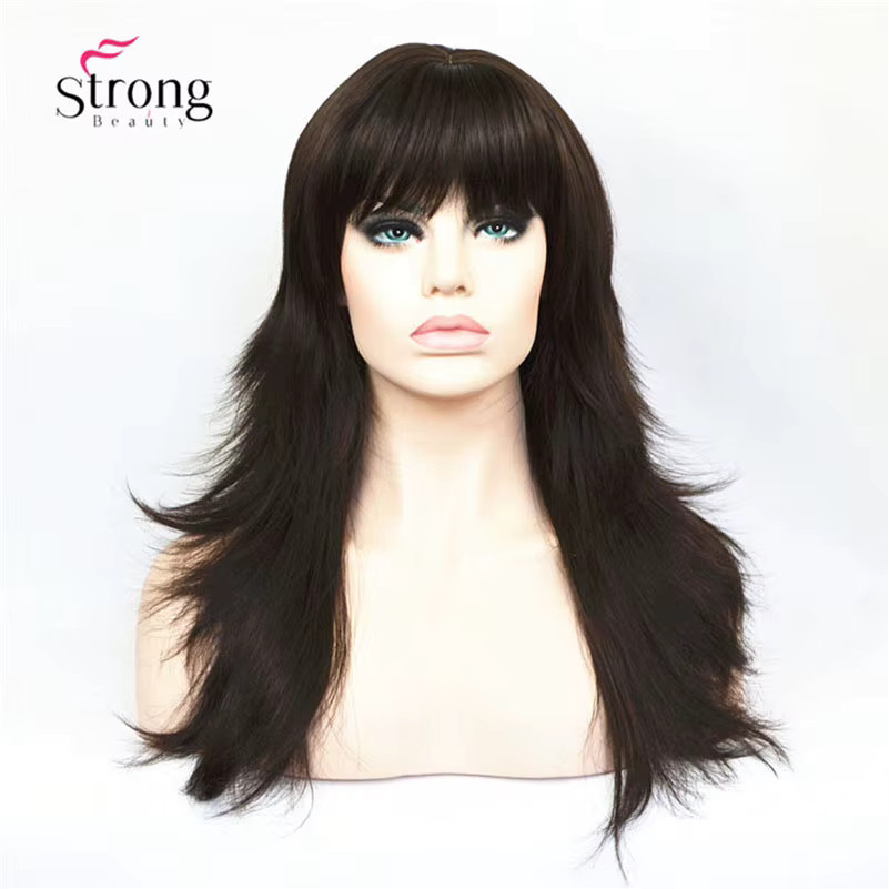 StrongBeauty Synthetische Perücke, lange Alice, Schwarz, Damen - Bild 1