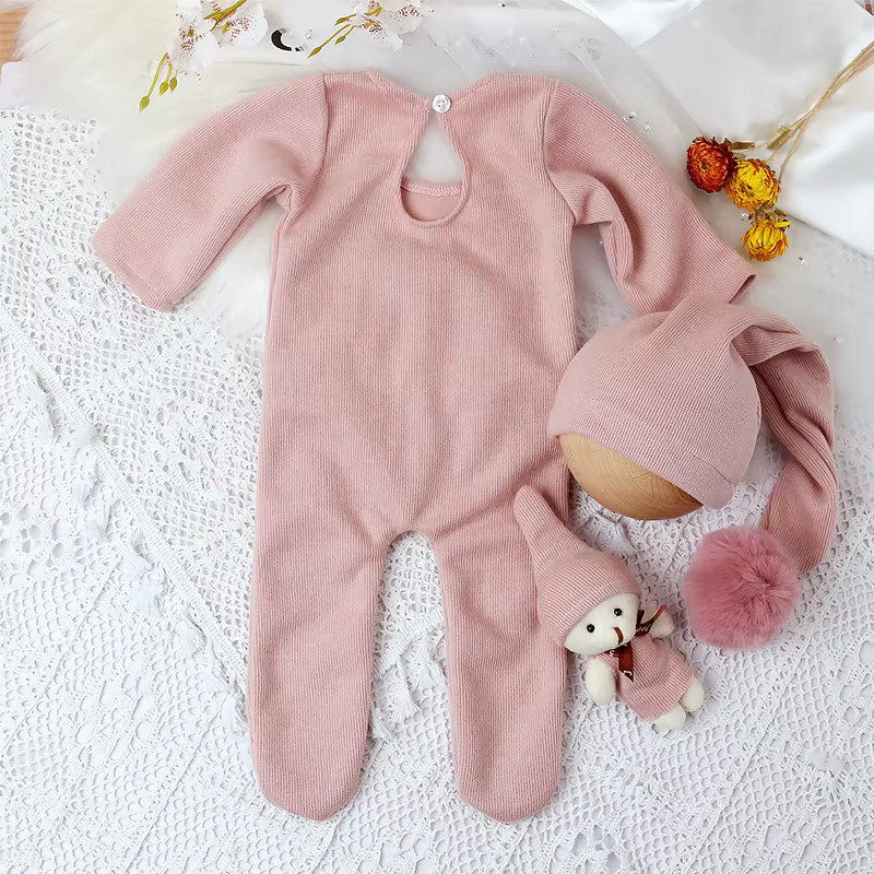 Ylsteed Baby-Fotografie-Outfit, 3-teiliges Set, rosa - Bild 2