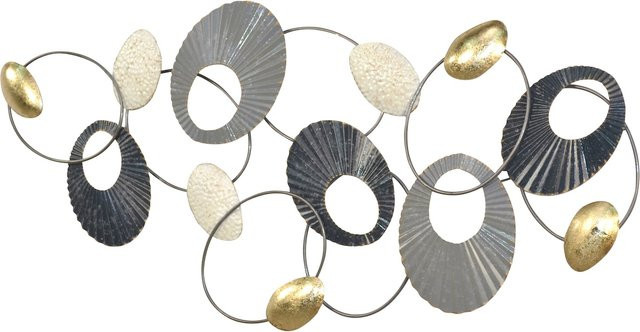 Wanddekoration Silvia von Möbel Direkt Online in Anthrazit und Gold, rund aus Metall, Durchmesser: 56,5 cm - Bild 1