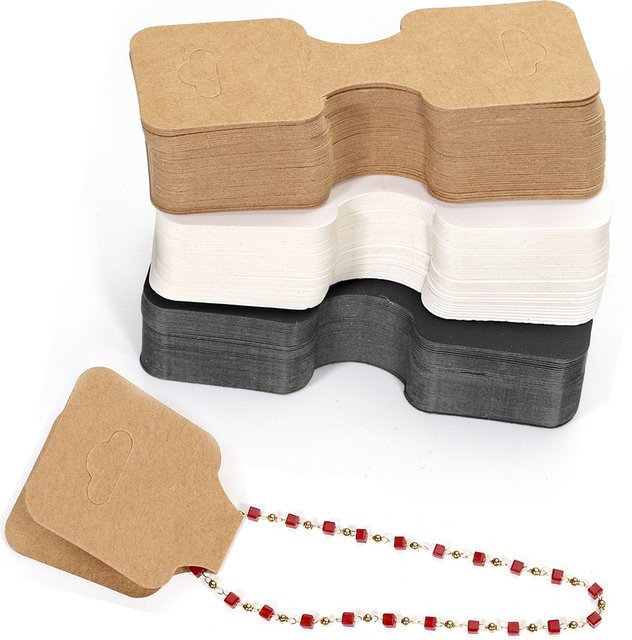 Vikbara Kraftpapierkarten für Schmuck-Display, 50 Stück, B: 9 cm, H: 3,5 cm, ideal für Halsketten und Armbänder als Verpackungskarten oder Preisschilder - Bild 1