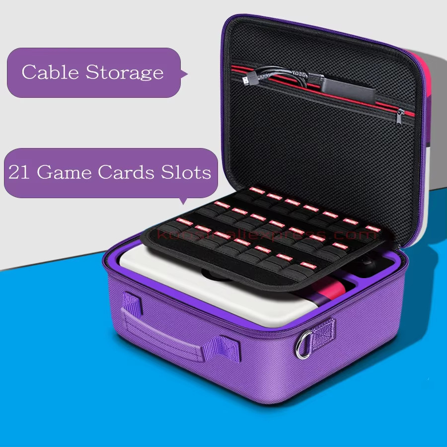 Tragetasche für Nintendo Switch und Nintendo Switch OLED mit Hardcover Shell und Umhäntegurt, Farbe: Lila - Bild 4